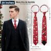imageHISDERN Christmas Ties for Men Pretied Mens Holiday Silk Tie and Pocket Square Cufflinks Set Xmas Festive Funny NecktieRed Medleyjoyful Pattern