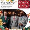 imageHISDERN Christmas Ties for Men Pretied Mens Holiday Silk Tie and Pocket Square Cufflinks Set Xmas Festive Funny NecktieRed Medleyjoyful Pattern