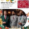 imageHISDERN Christmas Ties for Men Pretied Mens Holiday Silk Tie and Pocket Square Cufflinks Set Xmas Festive Funny NecktieRed Medleysnowflake