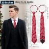 imageHISDERN Christmas Ties for Men Pretied Mens Holiday Silk Tie and Pocket Square Cufflinks Set Xmas Festive Funny NecktieRed Medleysnowflake