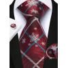 imageHISDERN Christmas Ties for Men Pretied Mens Holiday Silk Tie and Pocket Square Cufflinks Set Xmas Festive Funny NecktieRed Medleysnowflake Argyle