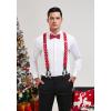 imageHISDERN Mens Christmas Bow Tie and Suspenders Holiday Festival Braces Y Shape Fun Santa Braces Handkerchief Pocket Square Set03red  White