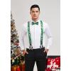 imageHISDERN Mens Christmas Bow Tie and Suspenders Holiday Festival Braces Y Shape Fun Santa Braces Handkerchief Pocket Square SetGreen  Red