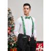imageHISDERN Mens Christmas Bow Tie and Suspenders Holiday Festival Braces Y Shape Fun Santa Braces Handkerchief Pocket Square SetGreen  Red
