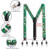 imageHISDERN Mens Christmas Bow Tie and Suspenders Holiday Festival Braces Y Shape Fun Santa Braces Handkerchief Pocket Square SetGreen  Red