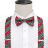 imageHISDERN Mens Christmas Bow Tie and Suspenders Holiday Festival Braces Y Shape Fun Santa Braces Handkerchief Pocket Square SetRed  Green