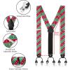 imageHISDERN Mens Christmas Bow Tie and Suspenders Holiday Festival Braces Y Shape Fun Santa Braces Handkerchief Pocket Square SetRed  Green