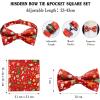 imageHISDERN Mens Christmas Bow Tie and Suspenders Holiday Festival Braces Y Shape Fun Santa Braces Handkerchief Pocket Square SetRed