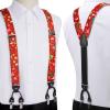 imageHISDERN Mens Christmas Bow Tie and Suspenders Holiday Festival Braces Y Shape Fun Santa Braces Handkerchief Pocket Square SetRed