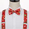 imageHISDERN Mens Christmas Bow Tie and Suspenders Holiday Festival Braces Y Shape Fun Santa Braces Handkerchief Pocket Square SetRed