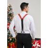 imageHISDERN Mens Christmas Bow Tie and Suspenders Holiday Festival Braces Y Shape Fun Santa Braces Handkerchief Pocket Square SetRed