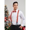 imageHISDERN Mens Christmas Bow Tie and Suspenders Holiday Festival Braces Y Shape Fun Santa Braces Handkerchief Pocket Square SetRed