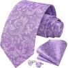 imageHISDERN Ties for Men Paisley Floral Mens Ties and Pocket Square Cufflinks Set Classic Business Necktie HandkerchiefD5purple