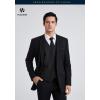 imageHISDERN V301 Mens 3PCS Formal Vest Set Slim Fit Jacquard Waistcoat with Paisley Floral Pattern for Wedding Prom PartyBlackN