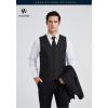 imageHISDERN V301 Mens 3PCS Formal Vest Set Slim Fit Jacquard Waistcoat with Paisley Floral Pattern for Wedding Prom PartyBlackN