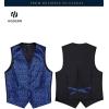 imageHISDERN V301 Mens 3PCS Formal Vest Set Slim Fit Jacquard Waistcoat with Paisley Floral Pattern for Wedding Prom PartyBlueN2