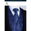 imageHISDERN V301 Mens 3PCS Formal Vest Set Slim Fit Jacquard Waistcoat with Paisley Floral Pattern for Wedding Prom PartyBlueN2