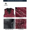 imageHISDERN V301 Mens 3PCS Formal Vest Set Slim Fit Jacquard Waistcoat with Paisley Floral Pattern for Wedding Prom PartyBurgundy  Black