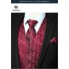 imageHISDERN V301 Mens 3PCS Formal Vest Set Slim Fit Jacquard Waistcoat with Paisley Floral Pattern for Wedding Prom PartyBurgundy  Black