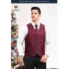 imageHISDERN V301 Mens 3PCS Formal Vest Set Slim Fit Jacquard Waistcoat with Paisley Floral Pattern for Wedding Prom PartyBurgundy  Black