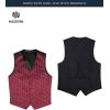 imageHISDERN V301 Mens 3PCS Formal Vest Set Slim Fit Jacquard Waistcoat with Paisley Floral Pattern for Wedding Prom PartyBurgundy  Black