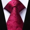 imageHISDERN V301 Mens 3PCS Formal Vest Set Slim Fit Jacquard Waistcoat with Paisley Floral Pattern for Wedding Prom PartyBurgundyN1