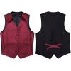 imageHISDERN V301 Mens 3PCS Formal Vest Set Slim Fit Jacquard Waistcoat with Paisley Floral Pattern for Wedding Prom PartyBurgundyN1