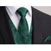 imageHISDERN V301 Mens 3PCS Formal Vest Set Slim Fit Jacquard Waistcoat with Paisley Floral Pattern for Wedding Prom PartyCgreen 1