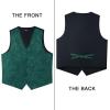 imageHISDERN V301 Mens 3PCS Formal Vest Set Slim Fit Jacquard Waistcoat with Paisley Floral Pattern for Wedding Prom PartyCgreen 1