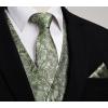 imageHISDERN V301 Mens 3PCS Formal Vest Set Slim Fit Jacquard Waistcoat with Paisley Floral Pattern for Wedding Prom PartyCgreen 2