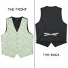 imageHISDERN V301 Mens 3PCS Formal Vest Set Slim Fit Jacquard Waistcoat with Paisley Floral Pattern for Wedding Prom PartyCsage Green