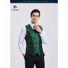 imageHISDERN V301 Mens 3PCS Formal Vest Set Slim Fit Jacquard Waistcoat with Paisley Floral Pattern for Wedding Prom PartyGreenN3