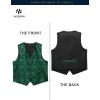 imageHISDERN V301 Mens 3PCS Formal Vest Set Slim Fit Jacquard Waistcoat with Paisley Floral Pattern for Wedding Prom PartyGreenN3