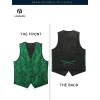 imageHISDERN V301 Mens 3PCS Formal Vest Set Slim Fit Jacquard Waistcoat with Paisley Floral Pattern for Wedding Prom PartyGreenN4