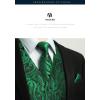imageHISDERN V301 Mens 3PCS Formal Vest Set Slim Fit Jacquard Waistcoat with Paisley Floral Pattern for Wedding Prom PartyGreenN4