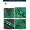 imageHISDERN V301 Mens 3PCS Formal Vest Set Slim Fit Jacquard Waistcoat with Paisley Floral Pattern for Wedding Prom PartyGreenN4
