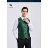 imageHISDERN V301 Mens 3PCS Formal Vest Set Slim Fit Jacquard Waistcoat with Paisley Floral Pattern for Wedding Prom PartyGreenN4