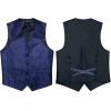 imageHISDERN V301 Mens 3PCS Formal Vest Set Slim Fit Jacquard Waistcoat with Paisley Floral Pattern for Wedding Prom PartyNavy BlueN2