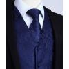 imageHISDERN V301 Mens 3PCS Formal Vest Set Slim Fit Jacquard Waistcoat with Paisley Floral Pattern for Wedding Prom PartyNavy BlueN2