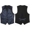 imageHISDERN V301 Mens 3PCS Formal Vest Set Slim Fit Jacquard Waistcoat with Paisley Floral Pattern for Wedding Prom PartyNavyN