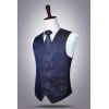 imageHISDERN V301 Mens 3PCS Formal Vest Set Slim Fit Jacquard Waistcoat with Paisley Floral Pattern for Wedding Prom PartyNavyN