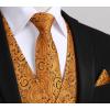 imageHISDERN V301 Mens 3PCS Formal Vest Set Slim Fit Jacquard Waistcoat with Paisley Floral Pattern for Wedding Prom PartyOrange 1