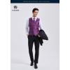 imageHISDERN V301 Mens 3PCS Formal Vest Set Slim Fit Jacquard Waistcoat with Paisley Floral Pattern for Wedding Prom PartyPurple