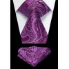 imageHISDERN V301 Mens 3PCS Formal Vest Set Slim Fit Jacquard Waistcoat with Paisley Floral Pattern for Wedding Prom PartyPurple