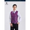imageHISDERN V301 Mens 3PCS Formal Vest Set Slim Fit Jacquard Waistcoat with Paisley Floral Pattern for Wedding Prom PartyPurple