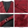 imageHISDERN V301 Mens 3PCS Formal Vest Set Slim Fit Jacquard Waistcoat with Paisley Floral Pattern for Wedding Prom PartyRedN2