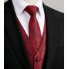 imageHISDERN V301 Mens 3PCS Formal Vest Set Slim Fit Jacquard Waistcoat with Paisley Floral Pattern for Wedding Prom PartyRedN2
