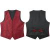 imageHISDERN V301 Mens 3PCS Formal Vest Set Slim Fit Jacquard Waistcoat with Paisley Floral Pattern for Wedding Prom PartyRedN2