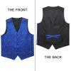 imageHISDERN V301 Mens 3PCS Formal Vest Set Slim Fit Jacquard Waistcoat with Paisley Floral Pattern for Wedding Prom PartyRoyal Blue