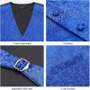 imageHISDERN V301 Mens 3PCS Formal Vest Set Slim Fit Jacquard Waistcoat with Paisley Floral Pattern for Wedding Prom PartyRoyal Blue